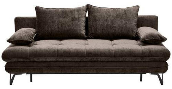 SCHLAFSOFA Samt Braun - Schwarz/Braun, Design, Textil/Metall (205/79-96/85cm) - Novel