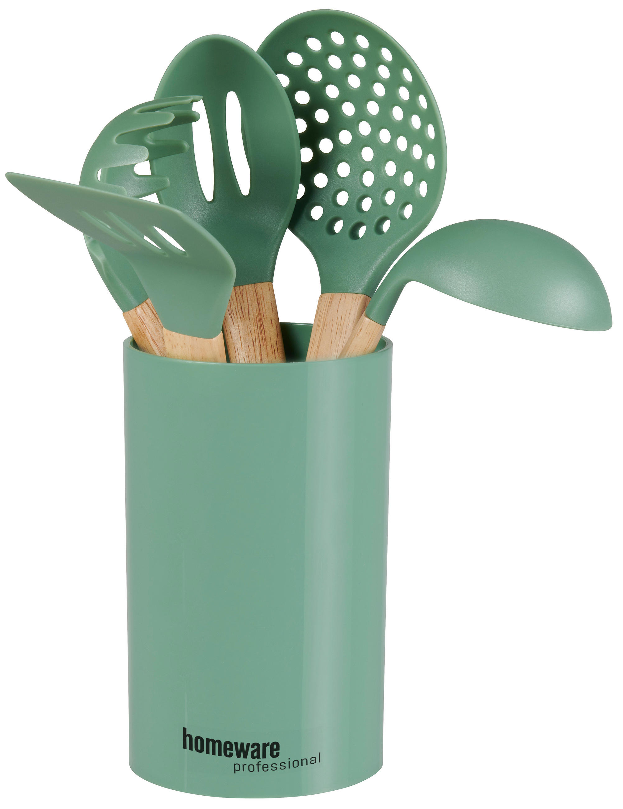 KÜCHENHELFERSET  - Dunkelgrün/Naturfarben, Basics, Holz/Kunststoff - Homeware Profession.