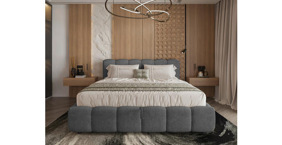 POLSTERBETT Lattenrost, Bettkasten Anthrazit 180/200 cm  - Anthrazit/Schwarz, KONVENTIONELL, Holz/Kunststoff (180/200cm) - Carryhome