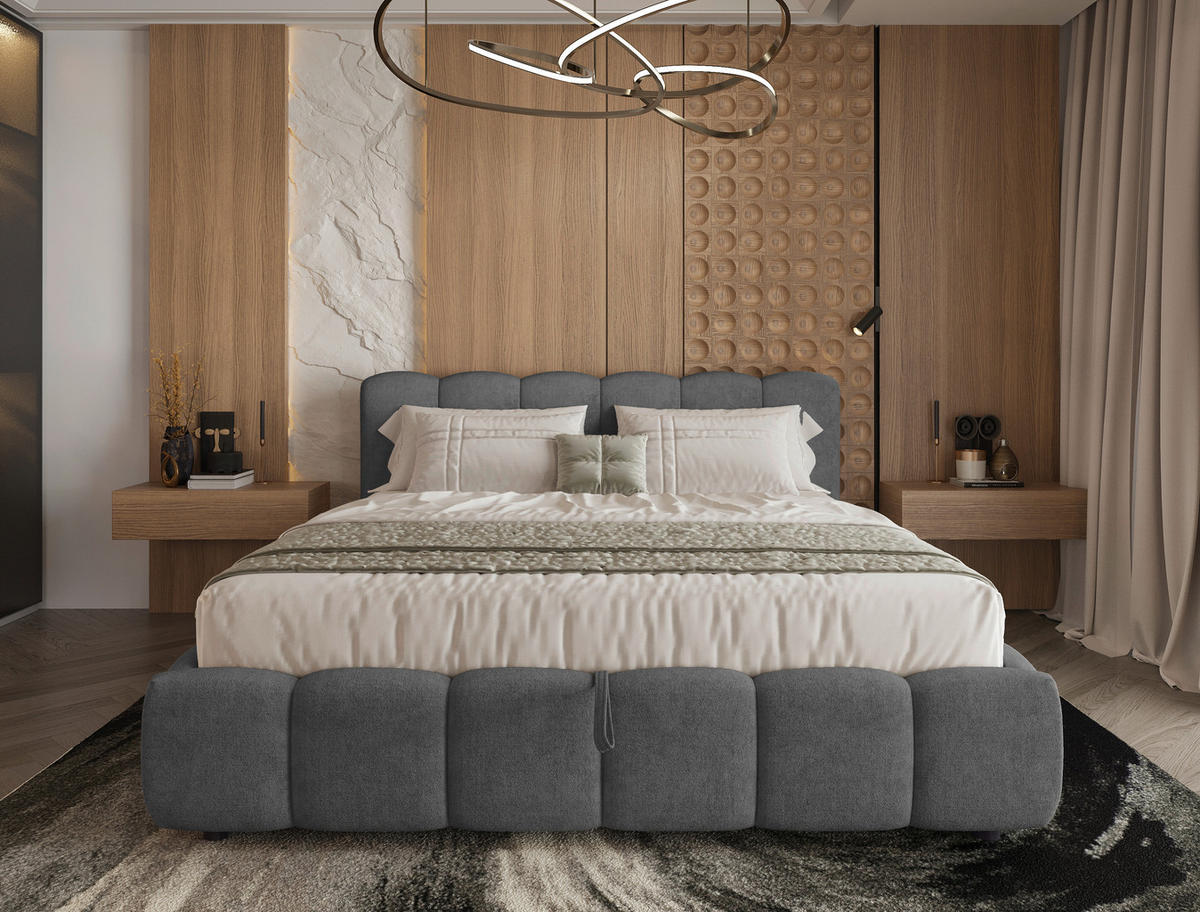 POLSTERBETT 180/200 cm,  in Anthrazit, Lattenrost, Bettkasten,  - Anthrazit/Schwarz, KONVENTIONELL, Holz/Kunststoff (180/200cm) - Boxxx