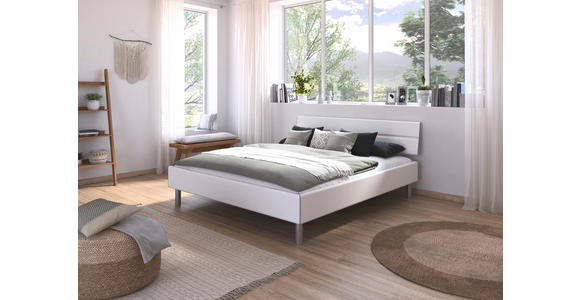 BETT 180/200 cm  in Weiß  - Alufarben/Weiß, Design, Holzwerkstoff/Metall (180/200cm) - Carryhome