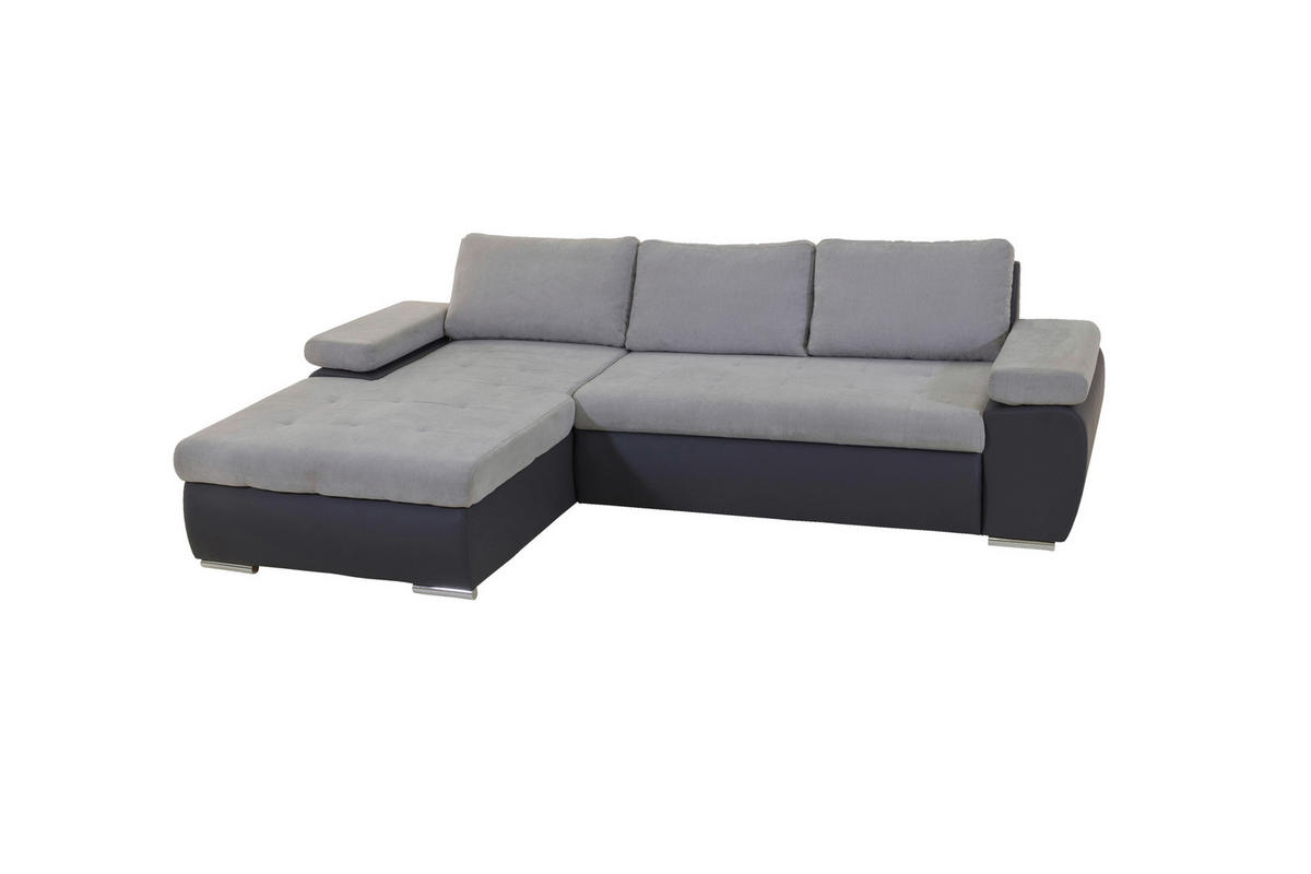 ECKSOFA in Flachgewebe Grau, Dunkelgrau  - Dunkelgrau/Grau, Design, Kunststoff/Textil (175/271cm) - MID.YOU