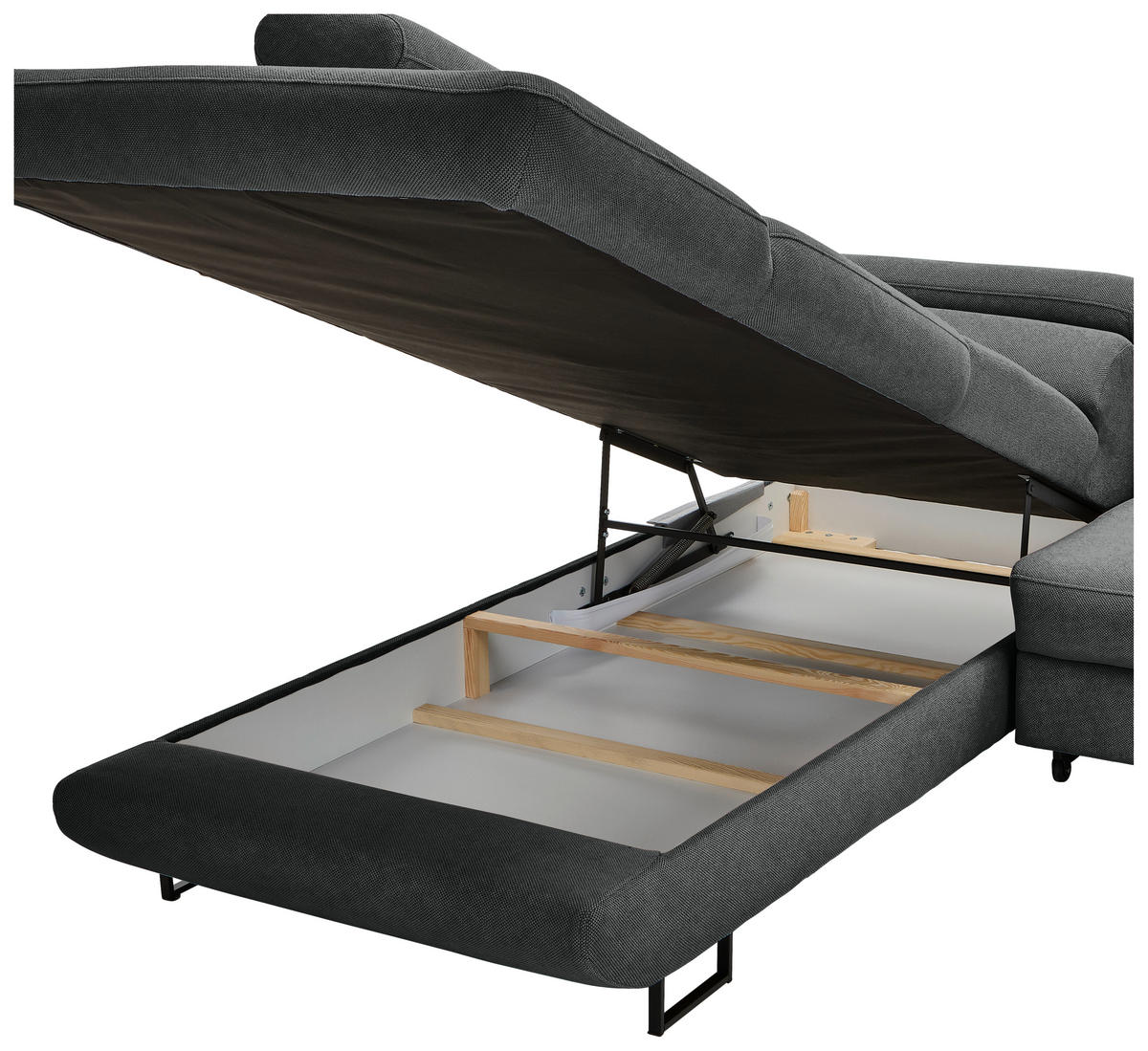 ECKSOFA in Webstoff Dunkelgrau  - Dunkelgrau/Schwarz, Design, Textil/Metall (235/280cm) - Hom`in