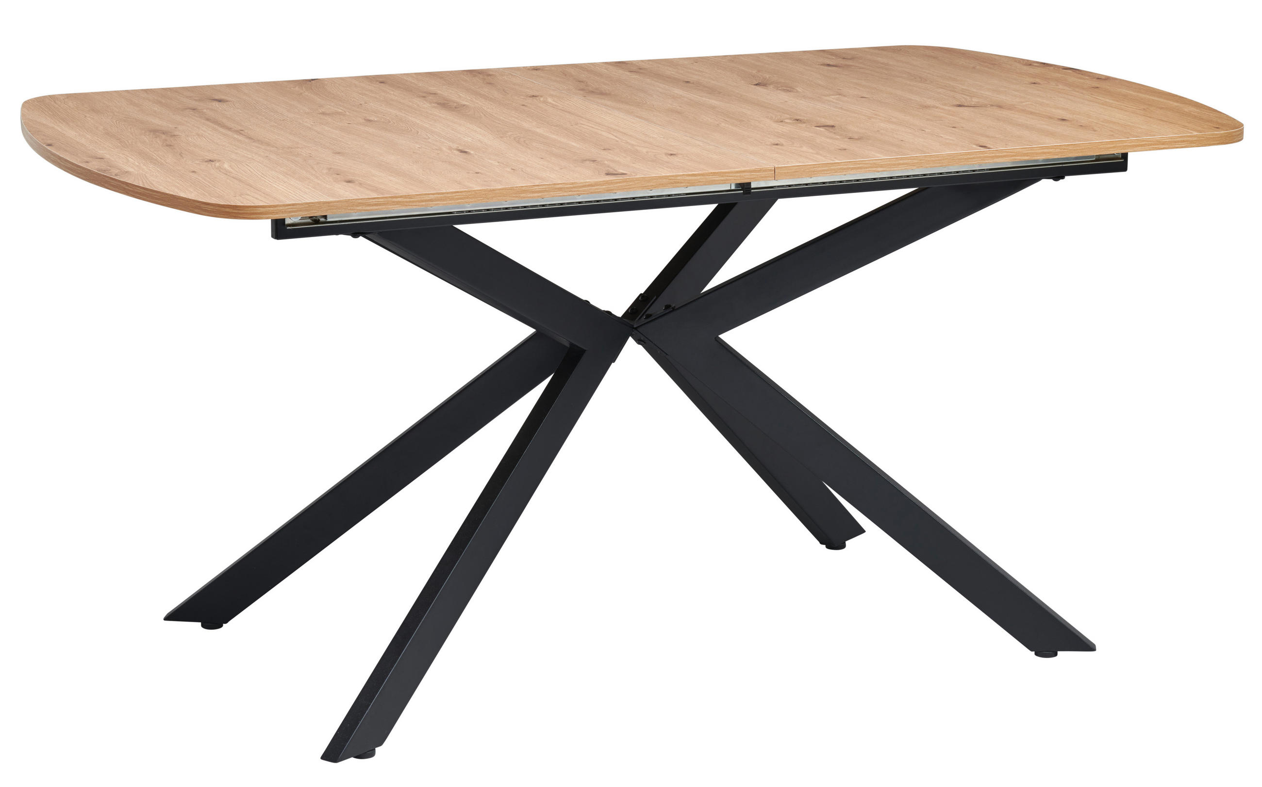 ESSTISCH Eiche Artisan rechteckig  ausziehbar  - Schwarz/Eiche Artisan, KONVENTIONELL, Holzwerkstoff/Metall (160-200/90/75cm) - MID.YOU