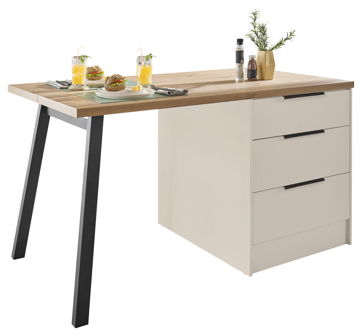 KUHINJSKI OTOK - kašmir/črna, Basics, kovina/leseni material (150/91/90cm) - Xora