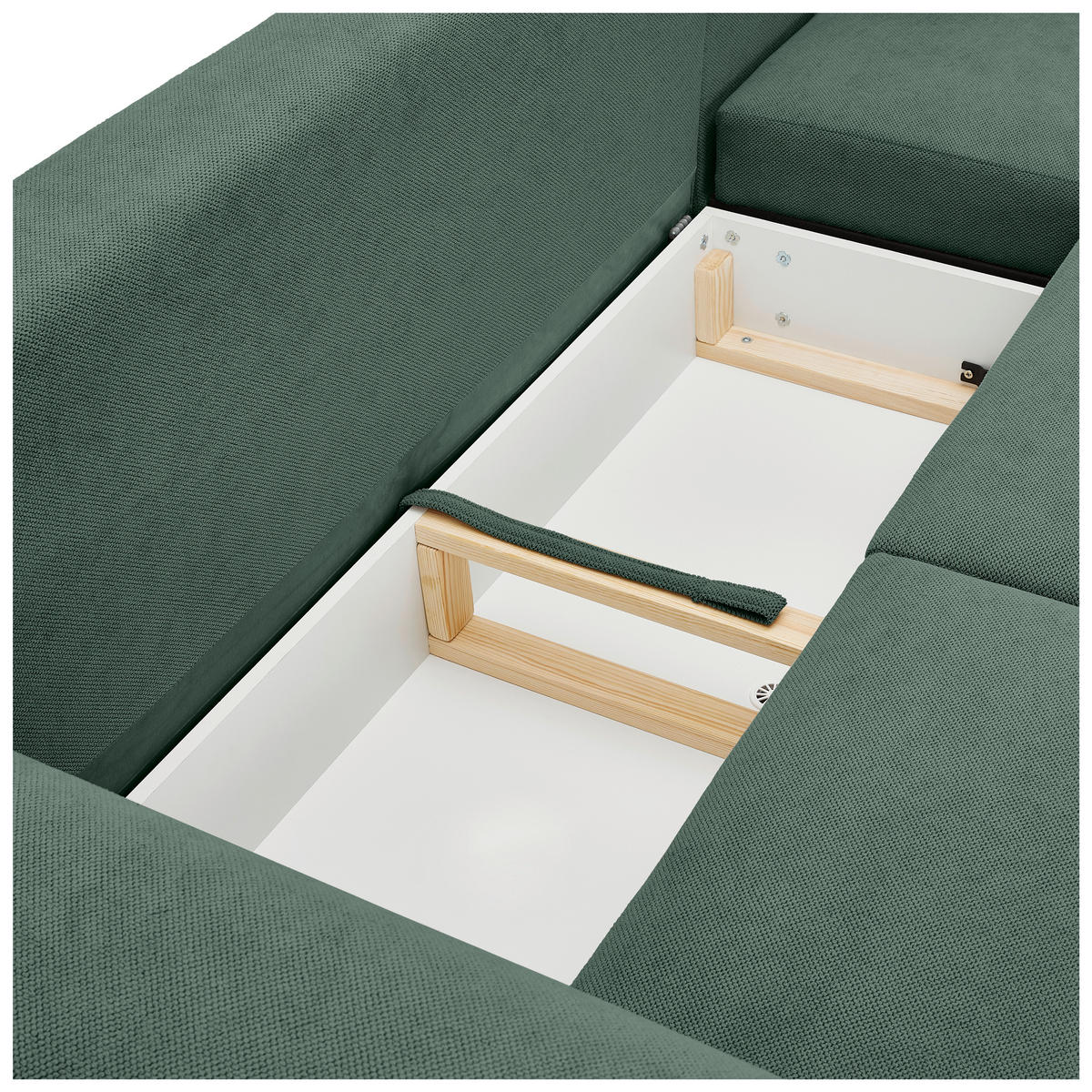 ECKSOFA in Webstoff Grün  - Naturfarben/Grün, Konventionell, Holz/Textil (250/145cm) - MID.YOU