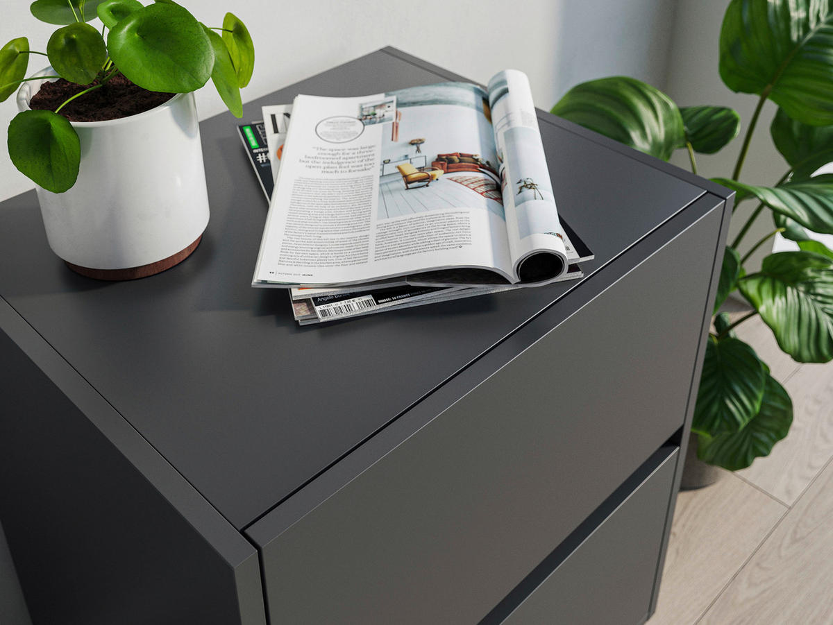 NACHTTISCH 51,2/65/42 cm  - Graphitfarben/Schwarz, Basics, Holzwerkstoff/Metall (51,2/65/42cm) - MID.YOU