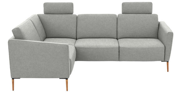 ECKSOFA  in Flachgewebe Grauweiß  189/236 cm  - Eichefarben/Grauweiß, Design, Holz/Textil (189/236cm) - Valnatura