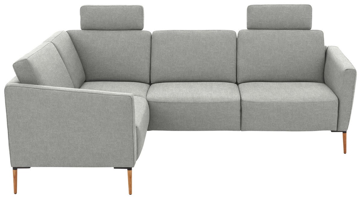 ECKSOFA  in Flachgewebe Grauweiß  189/236 cm  - Eichefarben/Grauweiß, Design, Holz/Textil (189/236cm) - Valnatura