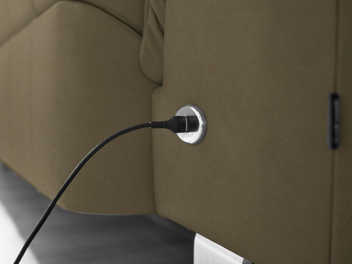 ECKSOFA in Echtleder Olivgrün  309/233 cm  - Edelstahlfarben/Olivgrün, Design, Leder/Metall (309/233cm) - Dieter Knoll