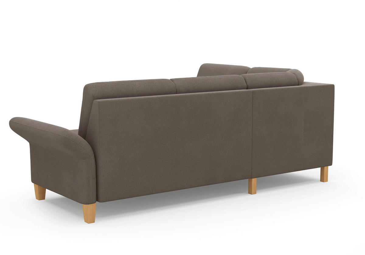 ECKSOFA ROCHELLE E Schlammfarben Flachgewebe  - Schlammfarben/Eichefarben, KONVENTIONELL, Holz/Textil (216/240cm) - Sit & More