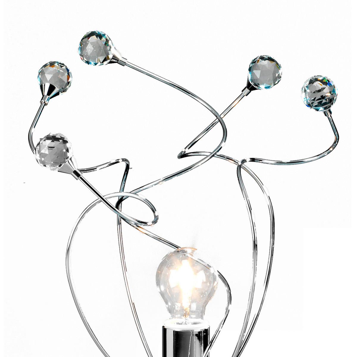 KRISTALL-TISCHLEUCHTE 30/45 cm   - Chromfarben, KONVENTIONELL, Glas/Metall (30/45cm)