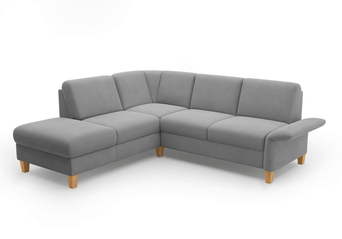 ECKSOFA ROCHELLE E Grau Flachgewebe  - Eichefarben/Grau, KONVENTIONELL, Holz/Textil (216/240cm) - Sit & More