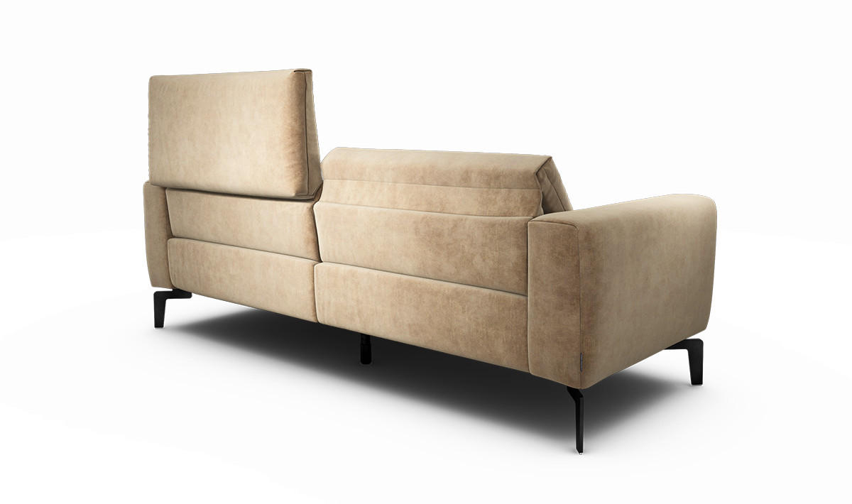 2,5-Sitzer inkl. Hocker Samt Sandfarben  - Sandfarben/Schwarz, Design, Textil/Metall (220/86/86-94cm) - SENSOO