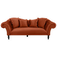 3-SITZER-SOFA Velours Rostfarben  - Rostfarben/Schwarz, Design, Holz/Textil (242/91/104cm) - MID.YOU