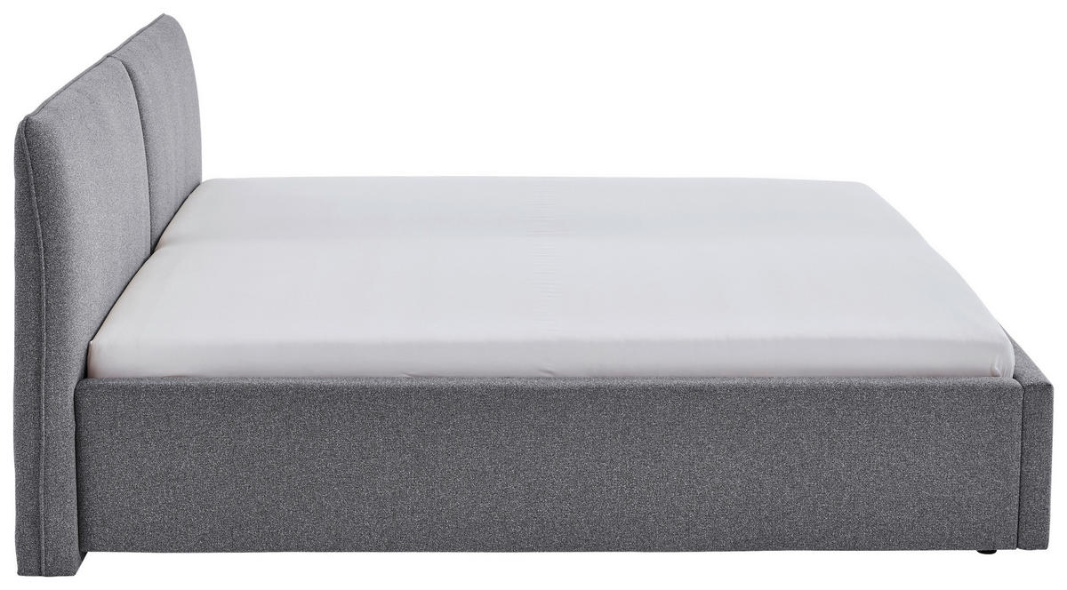 POLSTERBETT 180/200 cm,  in Grau,  - Schwarz/Grau, Design, Holz/Textil (180/200cm) - Stylife