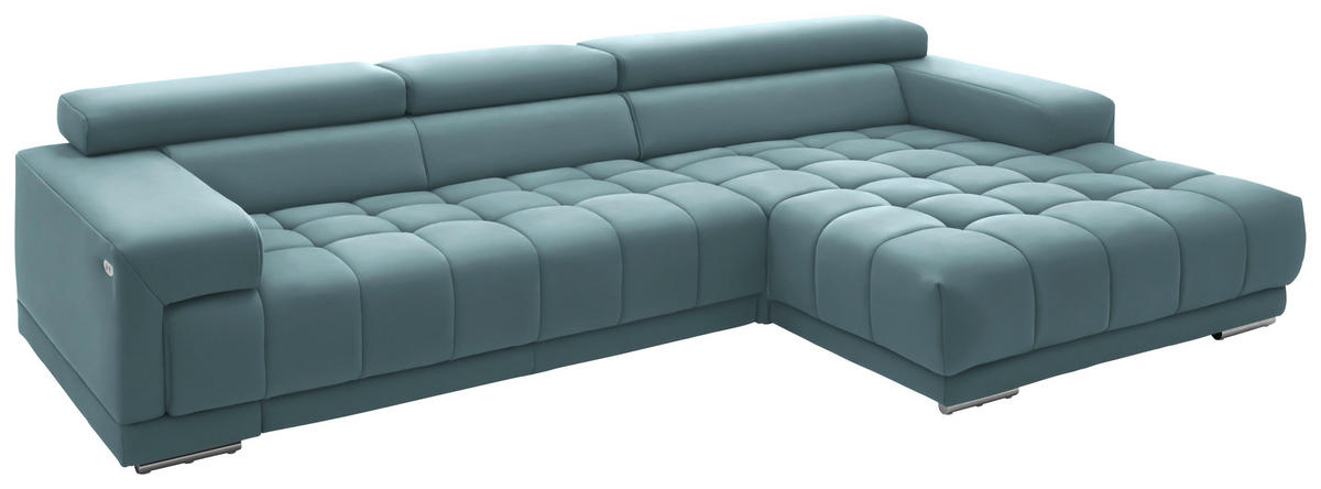 ECKSOFA Mikrofaser Hellblau  - Silberfarben/Hellblau, Design, Textil/Metall (335/190cm) - Beldomo Speed