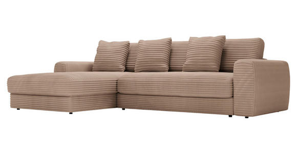 ECKSOFA in Cord Hellbraun 182/302 cm - Hellbraun/Schwarz, MODERN, Kunststoff/Textil (182/302cm) - Carryhome