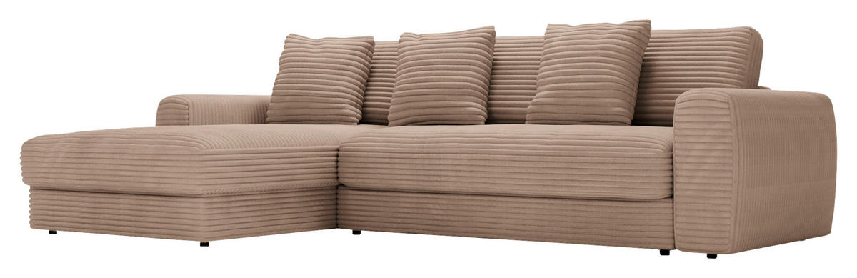 ECKSOFA in Cord Hellbraun  - Hellbraun/Schwarz, Modern, Kunststoff/Textil (182/302cm) - Carryhome