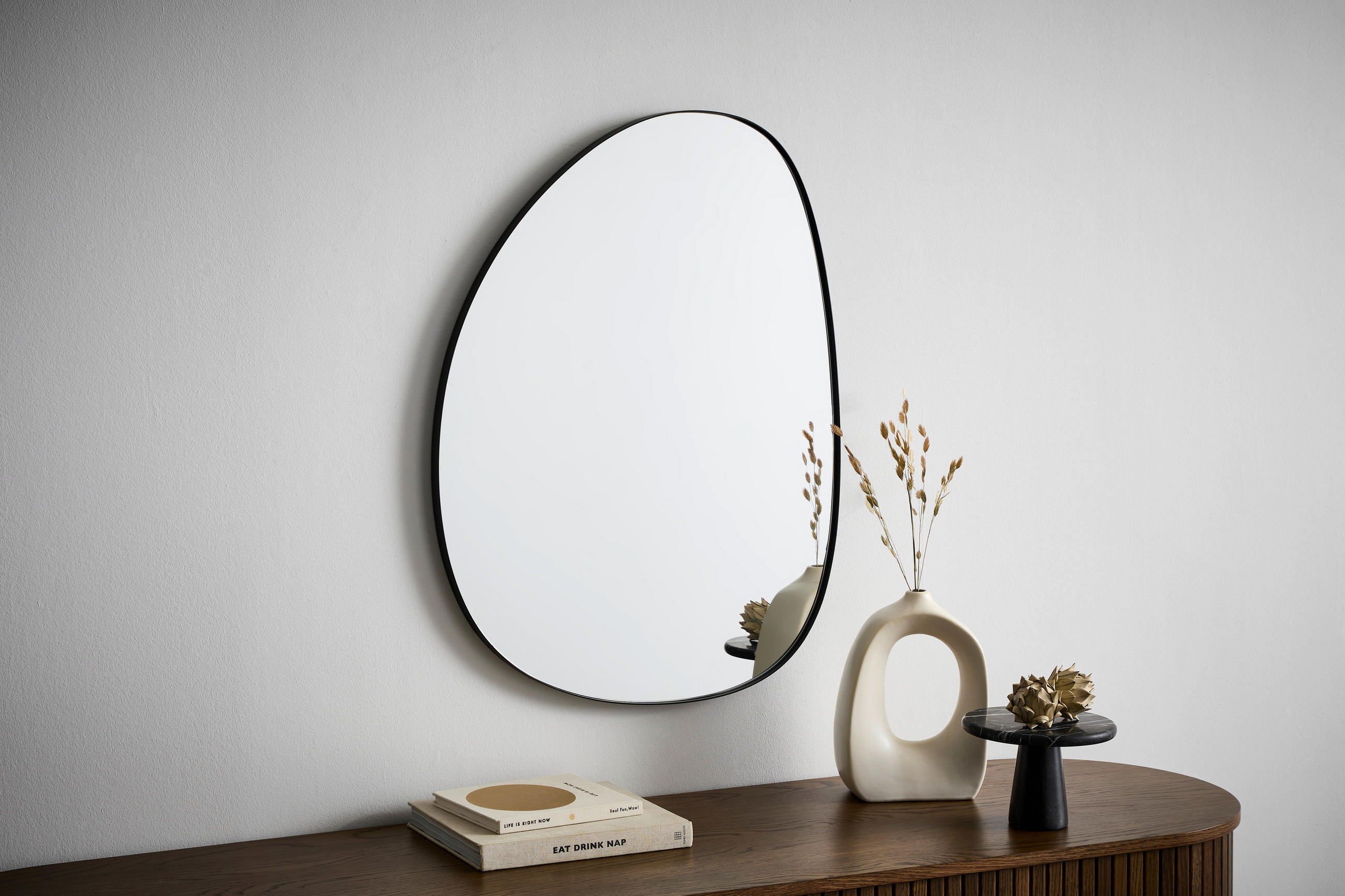 WANDSPIEGEL 60/80/2,5 cm    in Freiform  - Schwarz, MODERN, Glas/Holzwerkstoff (60/80/2,5cm) - MID.YOU