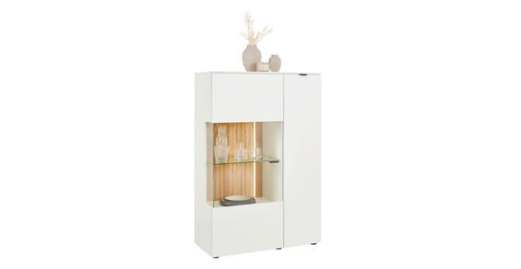 HIGHBOARD Weiß, Eichefarben 95/139,6/42 cm - Eichefarben/Anthrazit, Design, Glas/Holz (95/139,6/42cm) - Novel