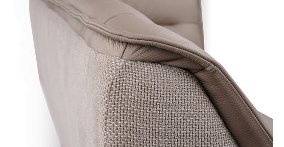 ECKBANK 178/237 cm Webstoff Echtleder Taupe - Taupe/Schwarz, Design, Leder/Textil (178/237cm) - Novel