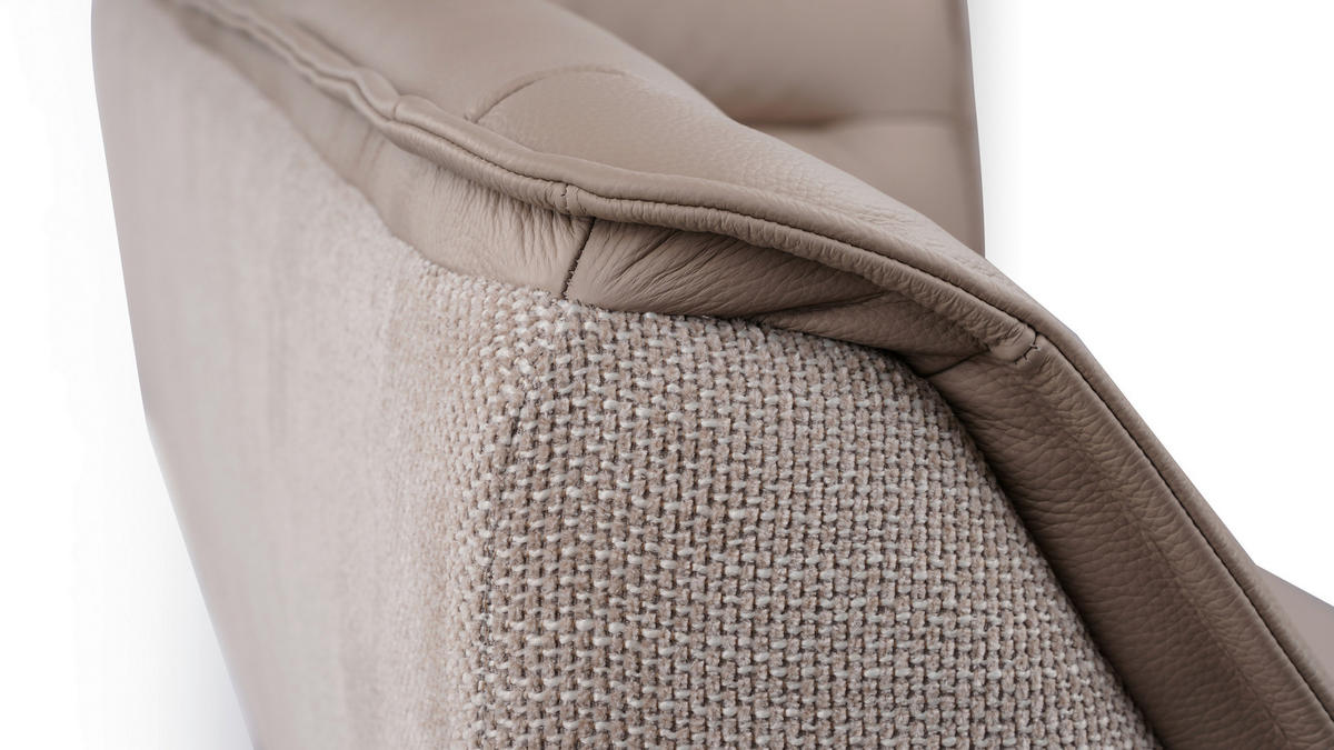 ECKBANK 178/237 cm Webstoff Echtleder Taupe   - Taupe/Schwarz, Design, Leder/Textil (178/237cm) - Novel