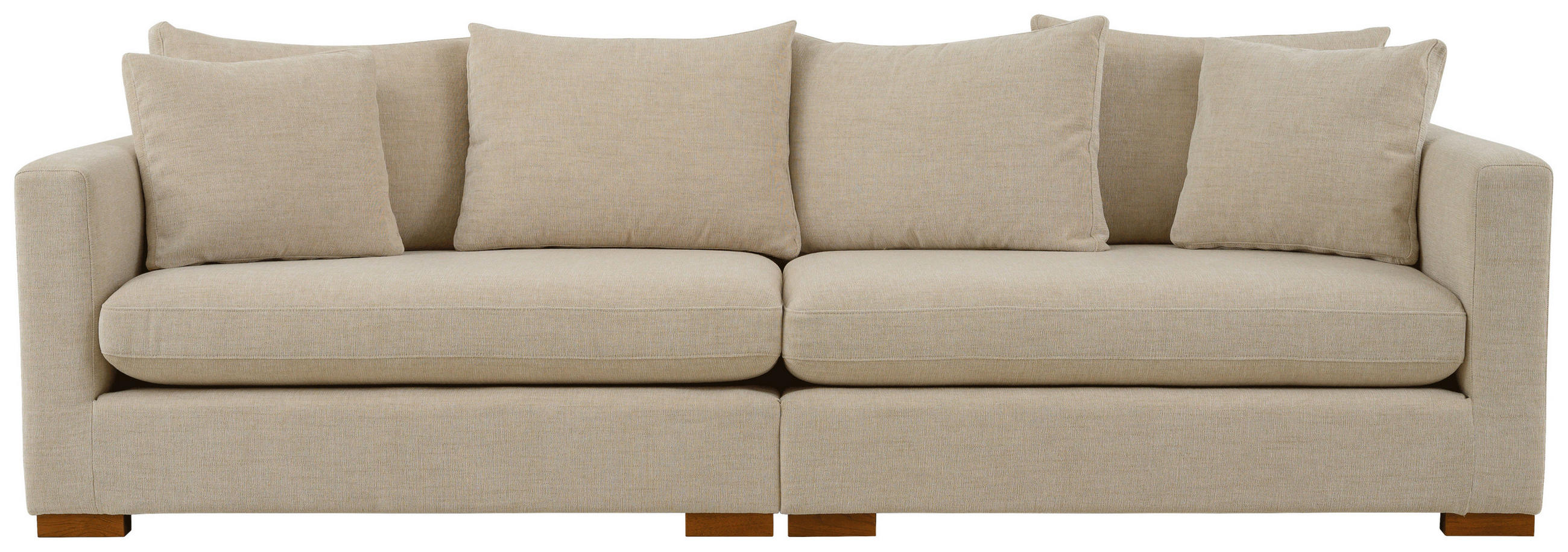 3-SITS SOFFA i flatväv beige  - beige/brun, Klassisk, metall/trä (266/80/113cm) - Carryhome