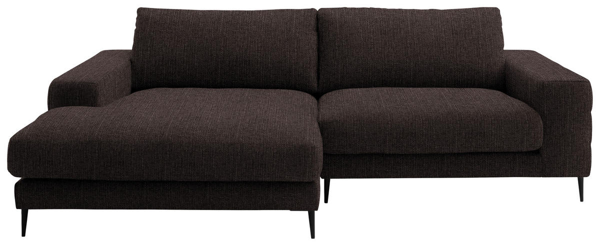 ECKSOFA in Flachgewebe Mokka  - Schwarz/Mokka, Design, Textil/Metall (177/253cm) - Dieter Knoll