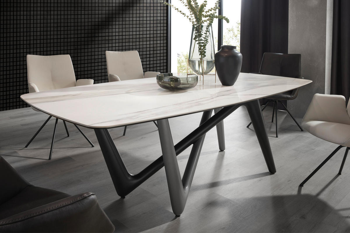 ESSTISCH in Kunststoff, Keramik 240/120/75 cm  - Weiss/Anthrazit, Design, Keramik/Kunststoff (240/120/75cm) - Dieter Knoll