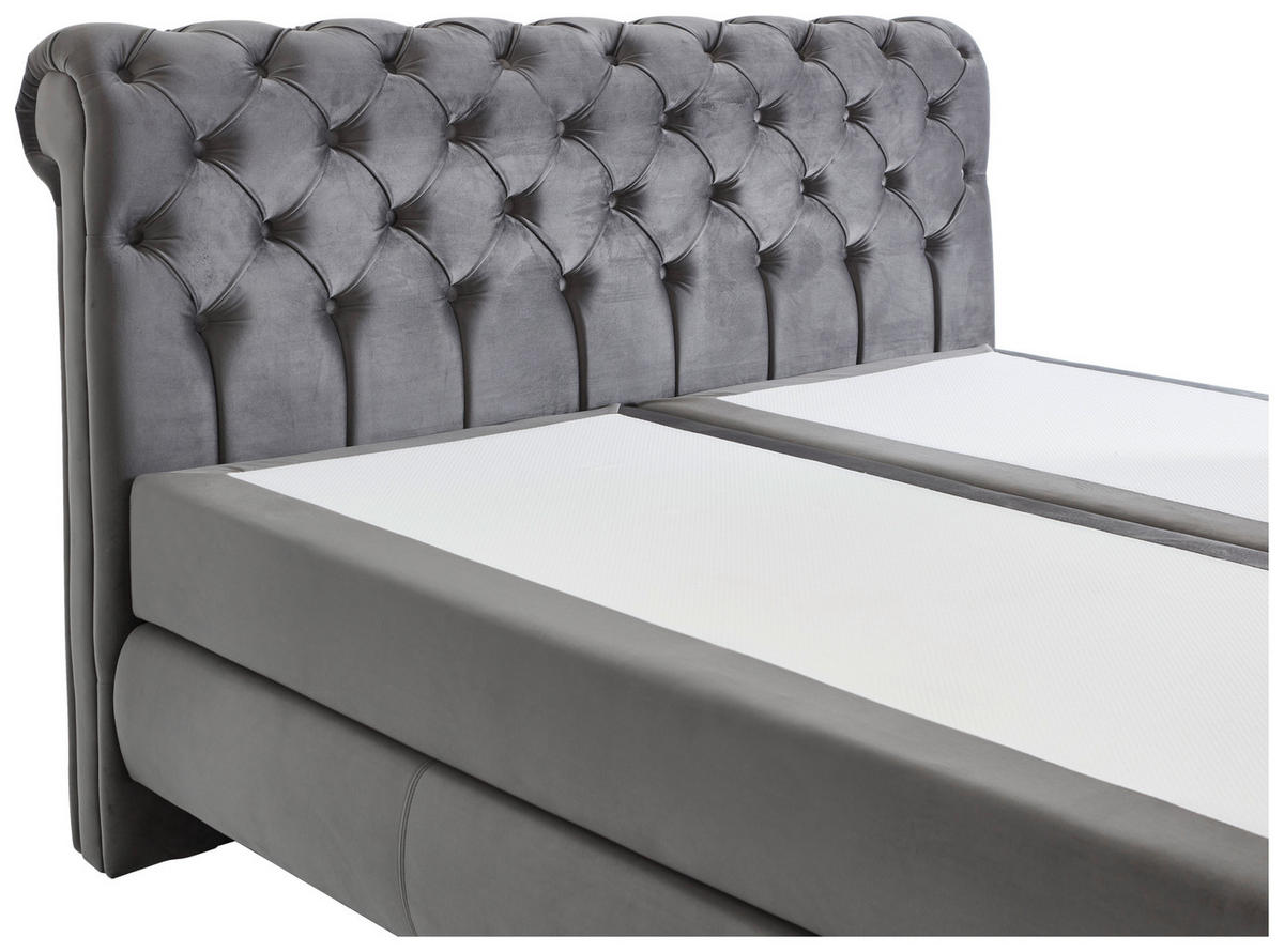 BOXSPRINGBETT 180/200 cm  in Dunkelgrau  - Dunkelgrau/Silberfarben, Modern, Kunststoff/Textil (180/200cm) - MID.YOU