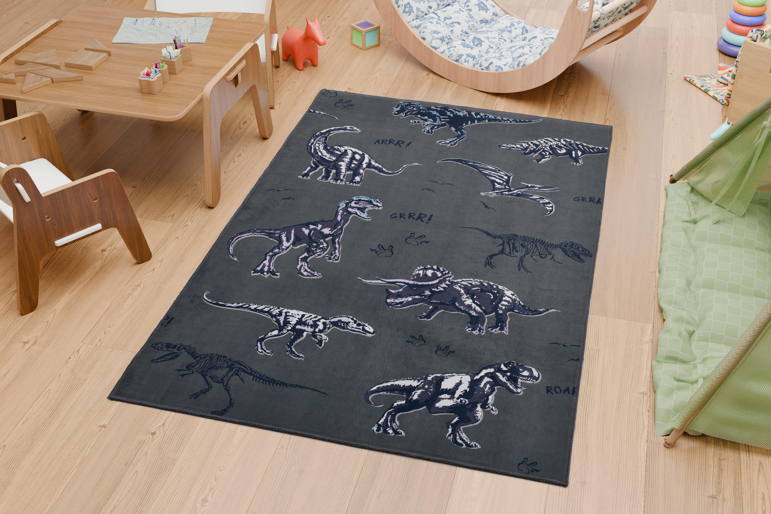 KINDERTEPPICH 80/150 cm T-Rex World  - Waldgrün, Design, Textil (80/150cm)