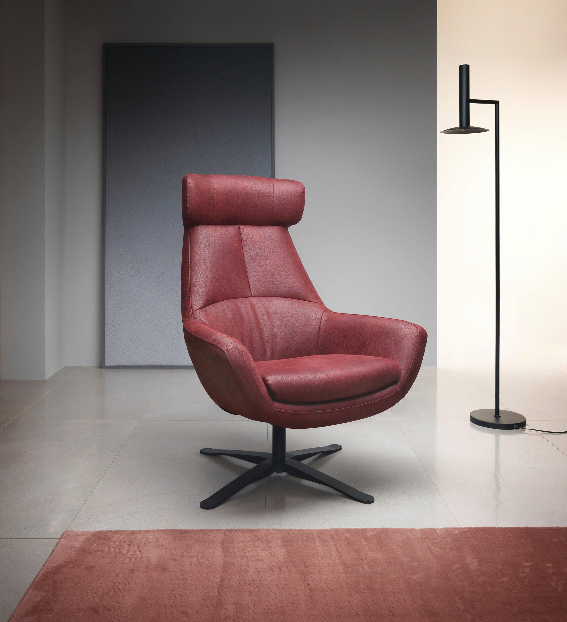 SESSEL Mikrofaser Rot    - Rot/Schwarz, MODERN, Textil/Metall (81/112/83cm) - Trendmanufaktur