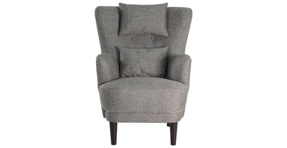 OHRENSESSEL Flachgewebe Grau - Schwarz/Grau, Design, Holz/Textil (81/106/90cm) - Carryhome