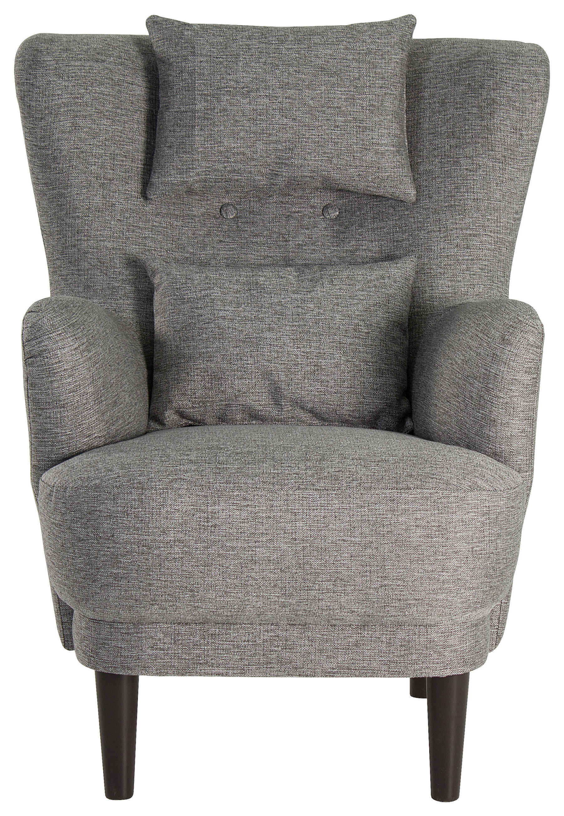 OHRENSESSEL Flachgewebe Grau  - Schwarz/Grau, Design, Holz/Textil (81/106/90cm) - Carryhome