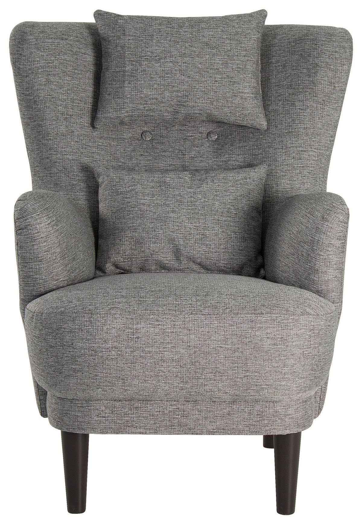 OHRENSESSEL in Flachgewebe Grau  - Schwarz/Grau, Design, Holz/Textil (81/106/90cm) - MID.YOU