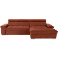 ECKSOFA in Velours Rostfarben  - Rostfarben/Silberfarben, Design, Holz/Textil (292/183cm) - Livetastic