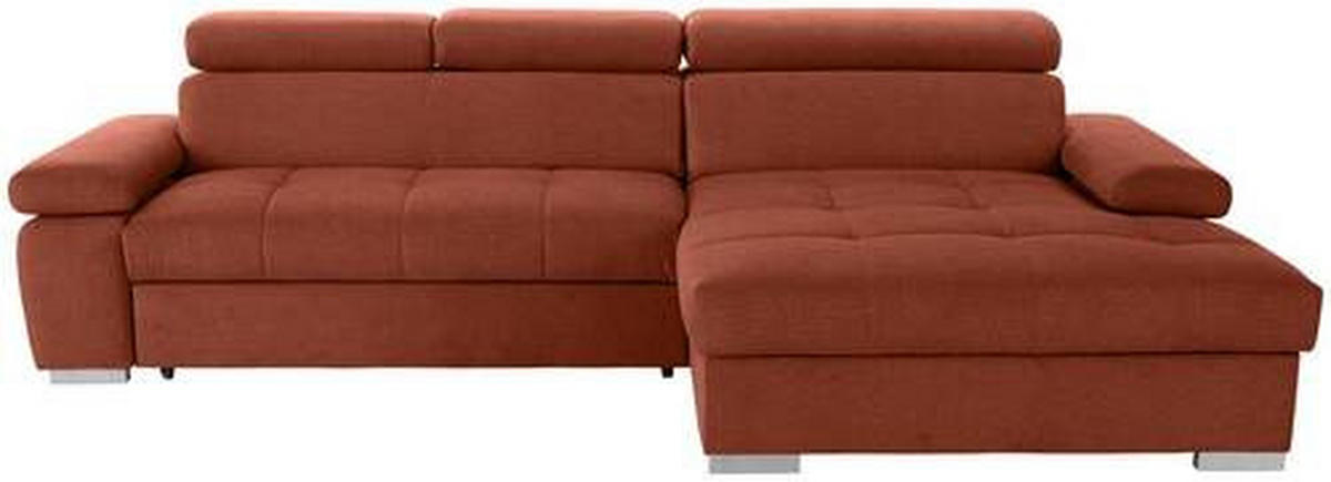 ECKSOFA in Velours Rostfarben  - Rostfarben/Silberfarben, Design, Holz/Textil (292/183cm) - Livetastic