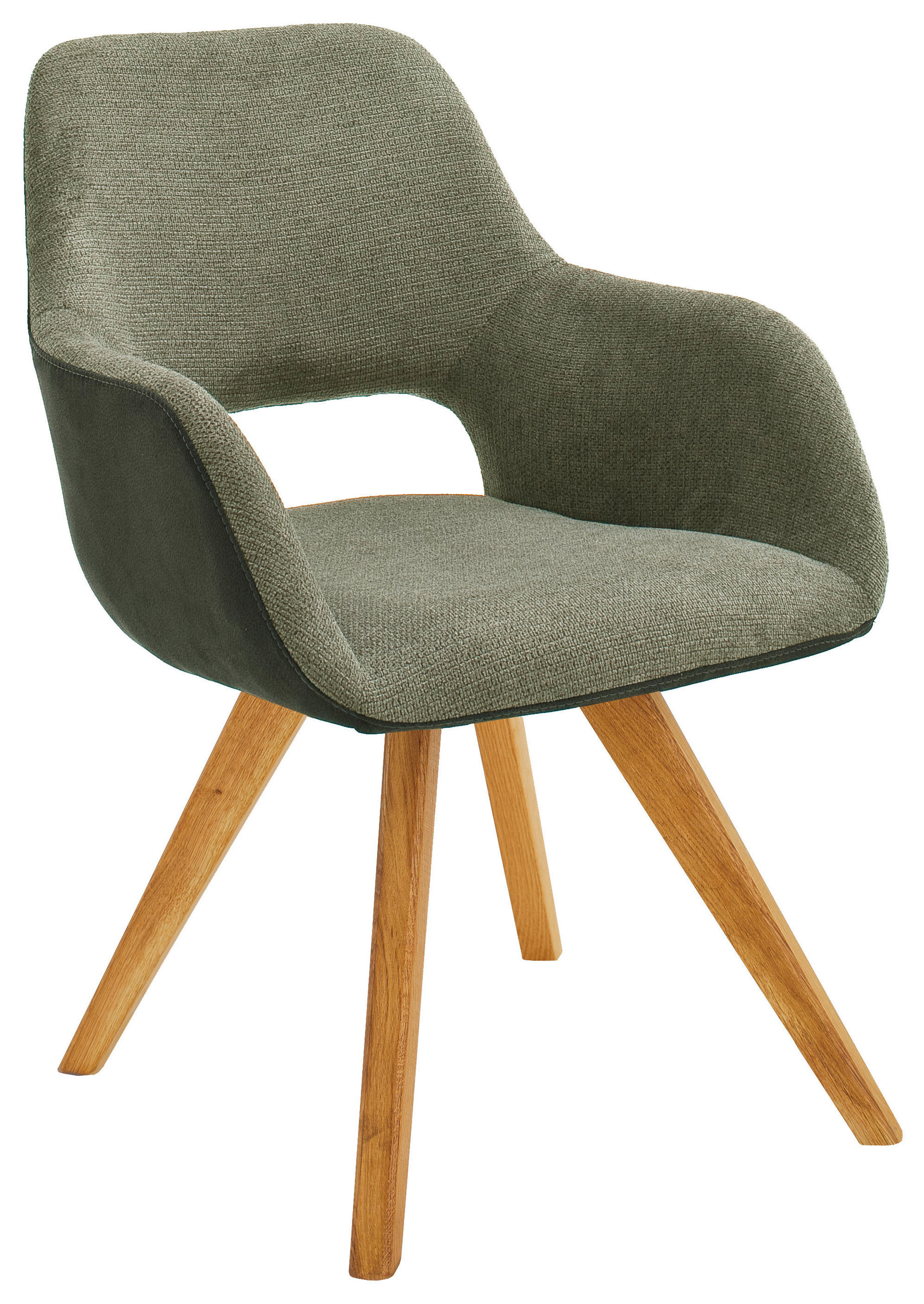 ARMLEHNSTUHL drehbar  in Flachgewebe, Mikrofaser  - Wildeiche/Olivgrün, Design, Holz/Textil (56/86/64cm) - Lomoco