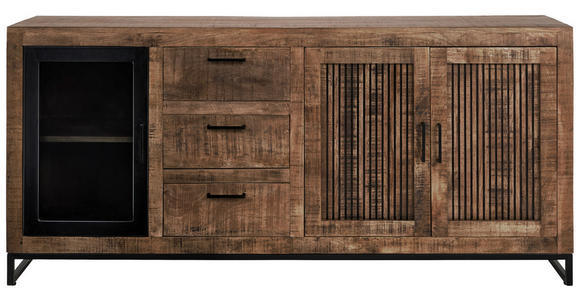 SIDEBOARD 175/80/40 cm  in Naturfarben, Hellbraun  - Hellbraun/Schwarz, Design, Glas/Holz (175/80/40cm) - Carryhome