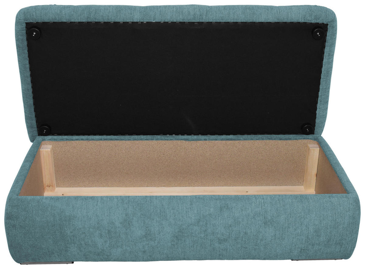 HOCKER Mikrofaser Petrol  - Chromfarben/Petrol, KONVENTIONELL, Textil/Metall (136/43/64cm) - MID.YOU