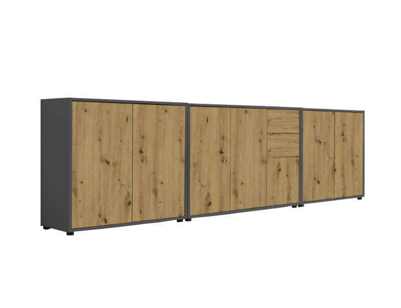 Mid.you Sideboard Anthrazit, Eiche Artisan 263.5x73x33 cm
