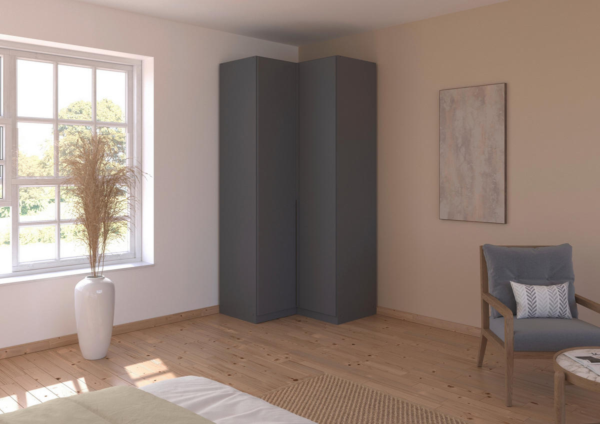 ECKKLEIDERSCHRANK 100/229/102 cm  - Grau, Modern, Holzwerkstoff (100/229/102cm) - Rauch Möbel