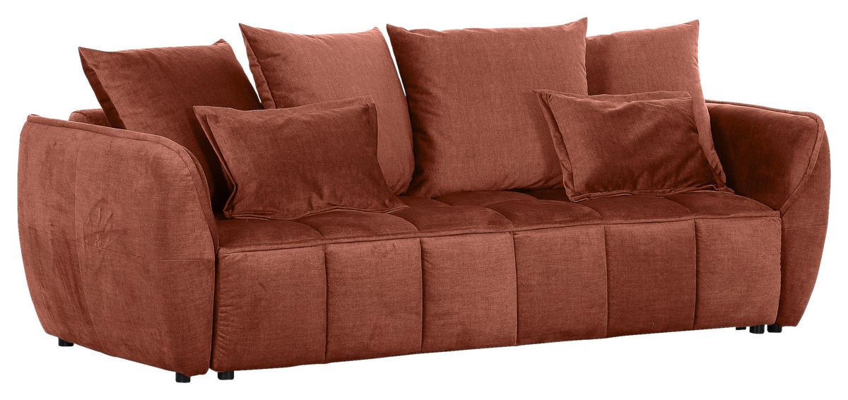 SCHLAFSOFA in Flachgewebe Rostfarben  - Rostfarben/Schwarz, Konventionell, Kunststoff/Textil (250/70/118cm) - MID.YOU
