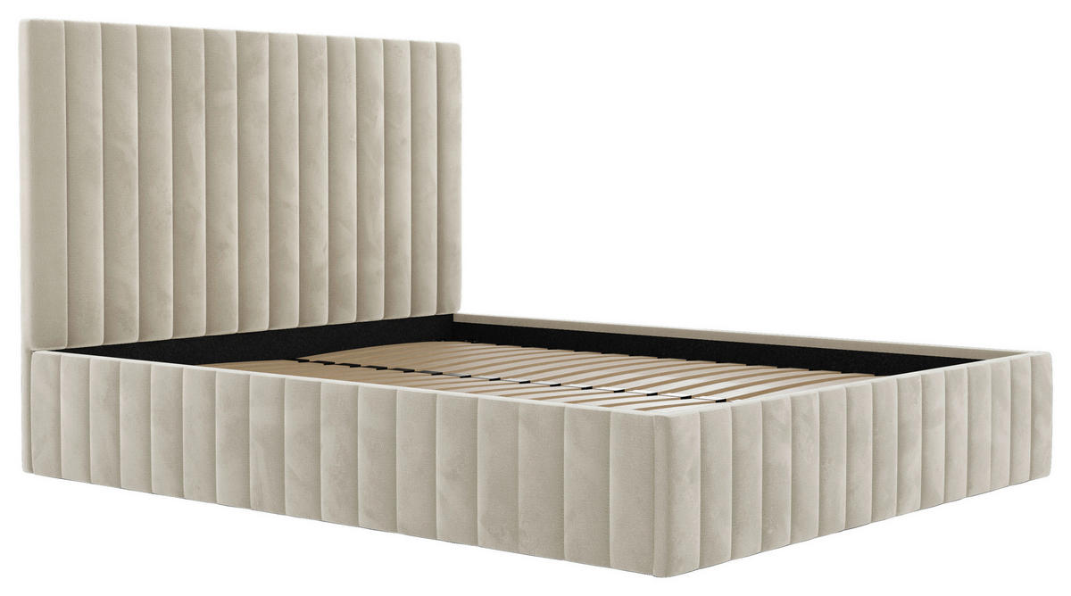 POLSTERBETT Bettkasten, Lattenrost 160/200 cm  in Beige  - Beige/Schwarz, Design, Holz/Textil (160/200cm) - Boxxx