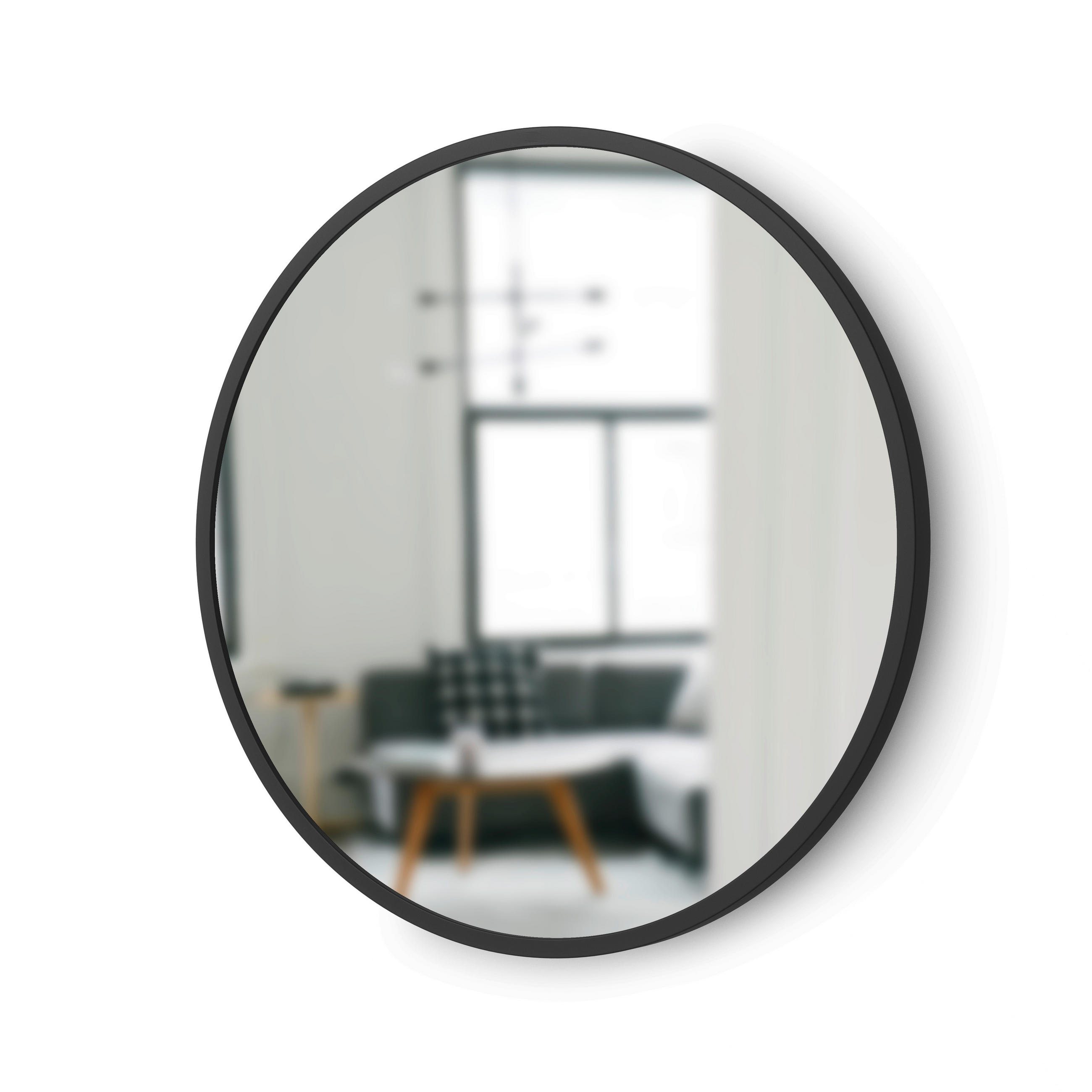WANDSPIEGEL 46/46/3 cm in rund - Schwarz, Design, Glas/Kunststoff (46/46/3cm) - Umbra