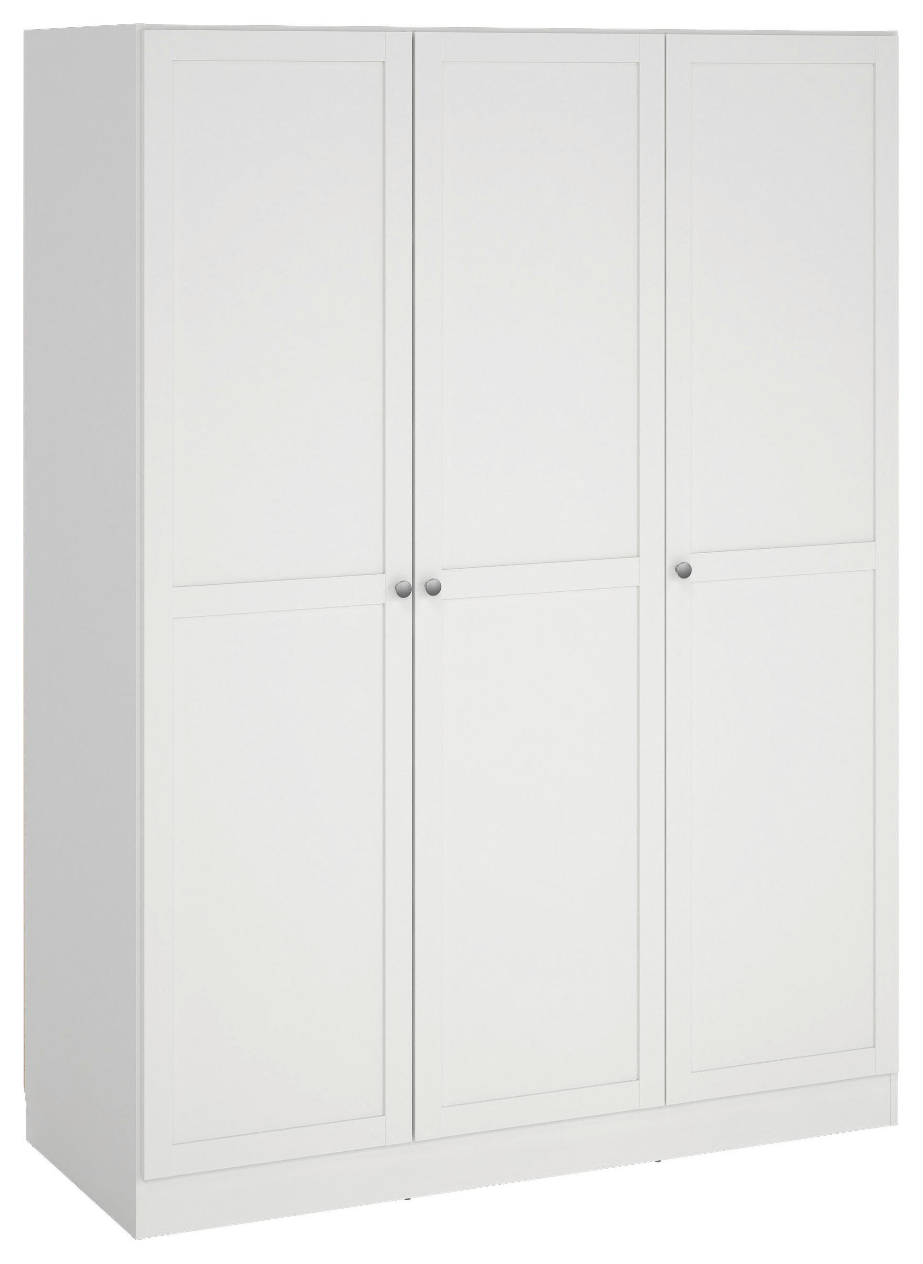 DREHTÜRENSCHRANK 147/200/61,7 cm,  in Weiß, 3-türig  - Silberfarben/Weiß, MODERN, Holzwerkstoff/Metall (147/200/61,7cm) - MID.YOU