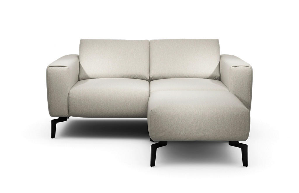 Zweisitzer inkl. Hocker Chenille Naturfarben  - Schwarz/Naturfarben, Design, Textil/Metall (180/86/86-94cm) - SENSOO