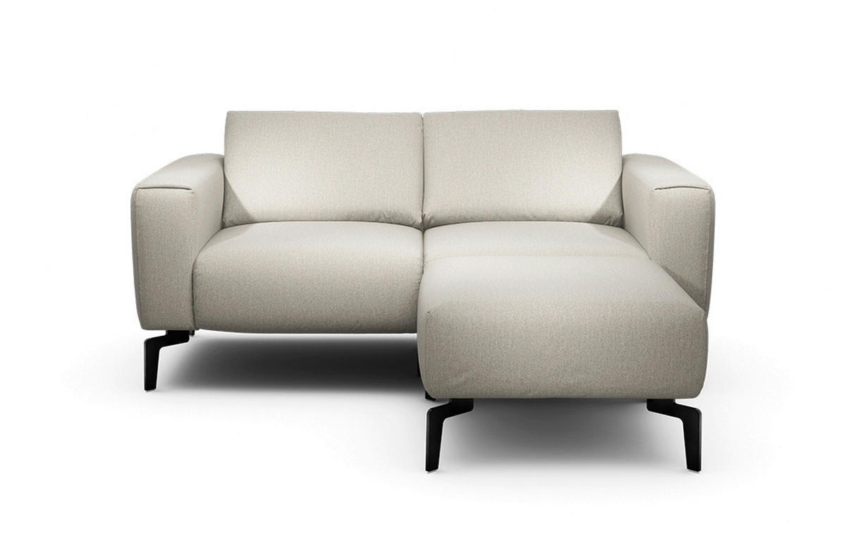 Zweisitzer inkl. Hocker Chenille Naturfarben  - Schwarz/Naturfarben, Design, Textil/Metall (180/86/86-94cm) - SENSOO