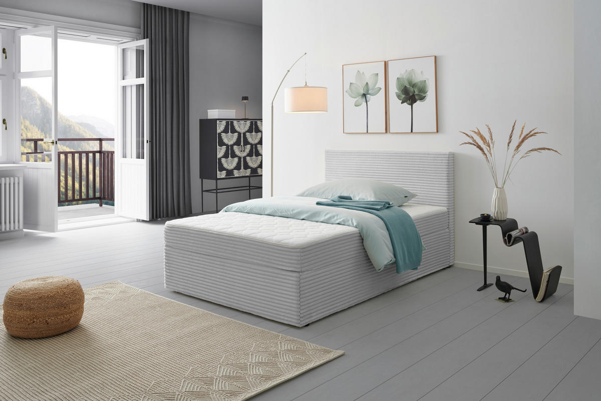 BOXBETT 120/200 cm  in Silberfarben  - Silberfarben, Modern, Holz/Textil (120/200cm) - MID.YOU